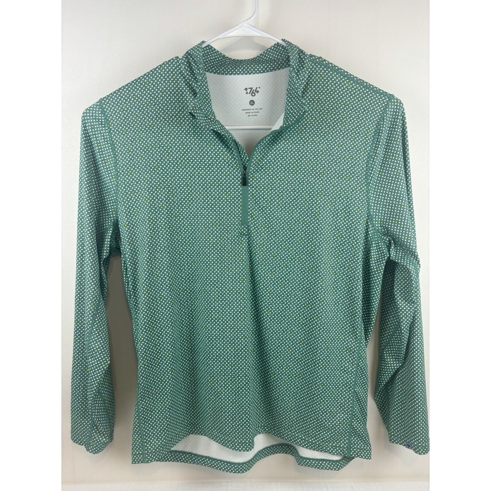 1764 Signature Collection Golf Polo Shirt Mens Size Large XL Sleeve 1/4Zip Green